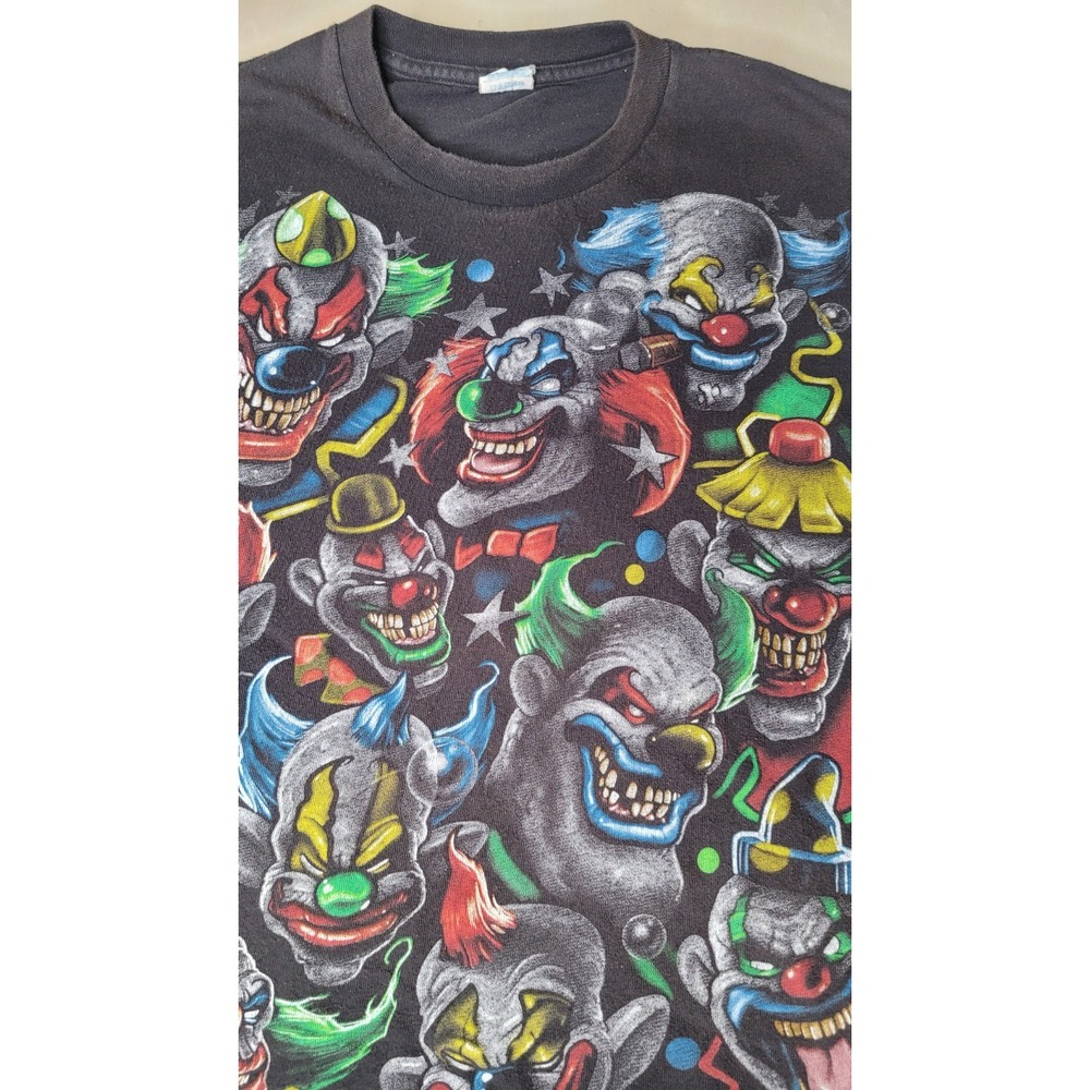 Y2K Delta Tag Killer Laughing Evil Clowns Graphic Men's XXL Black T-Shirt - Picture 6 of 16